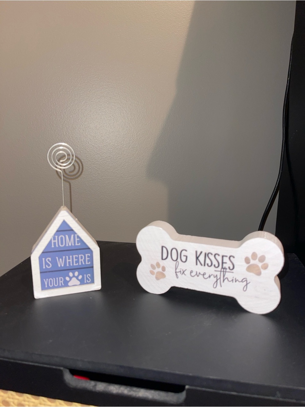 Wooden Dog Bone Sign - White "Dog Kisses Fix Everything"